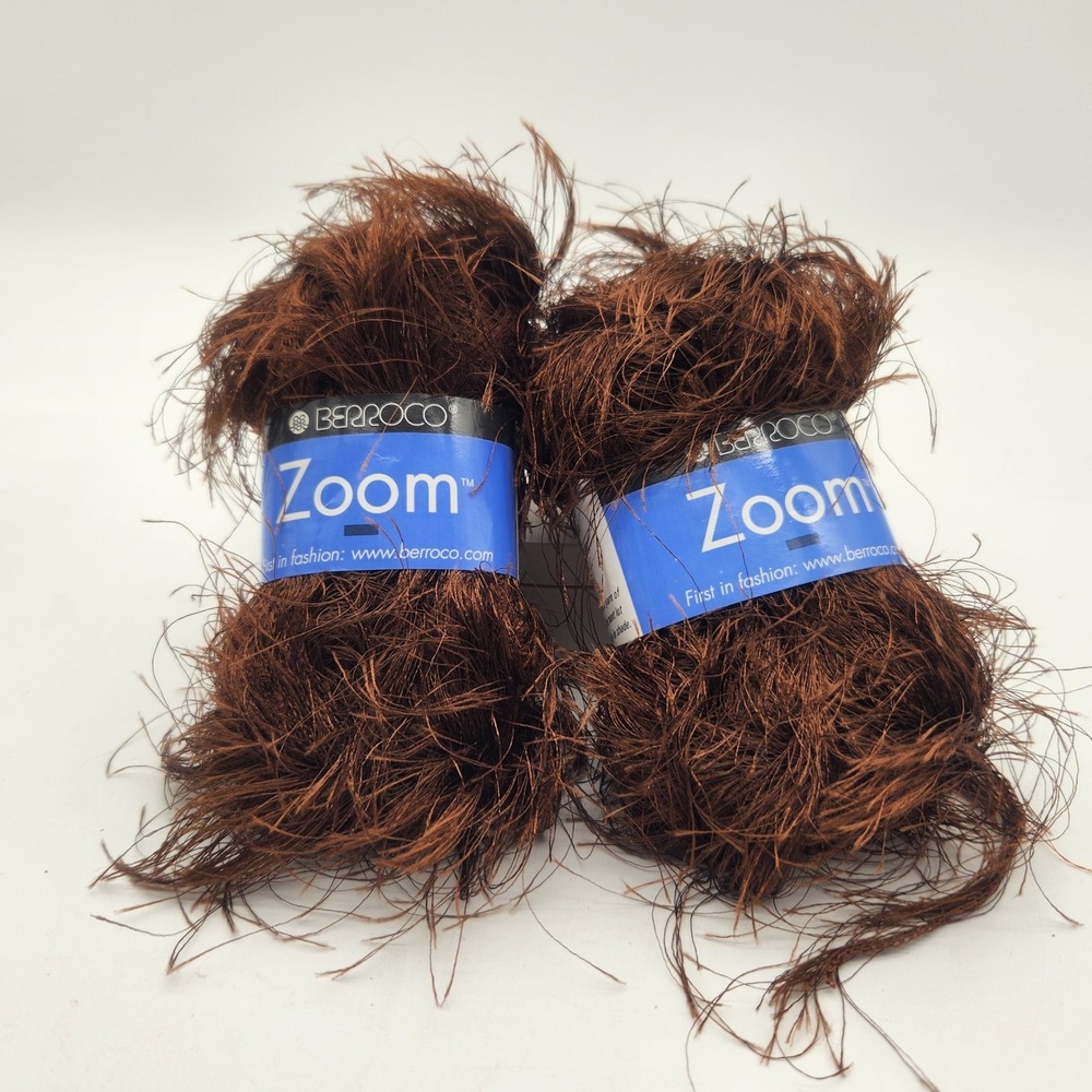 Berroco Zoom Eyelash Yarn 2Skeins Rust Brown Color 9139 Dye Lot 670 Discontinued